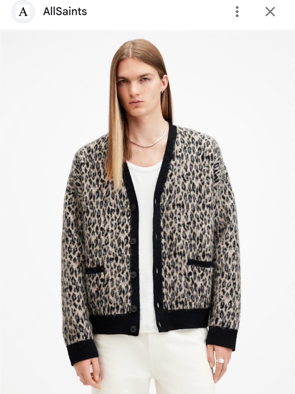 AllSaints Leopard Print Alpaca Cardigan